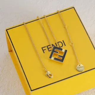 Fendi FF Logo and Logo Charm Gold-Tone Necklaces