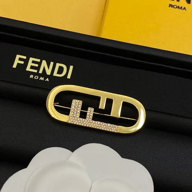 Fendi FF Logo Broches Ovalados com Cristais 7