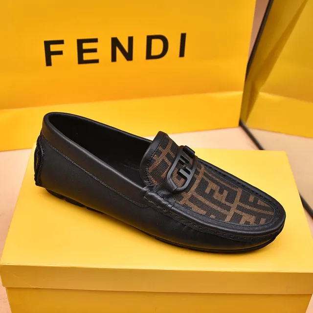 Fendi FF Monogram Canvas y Cuero Negro Mocasines 6