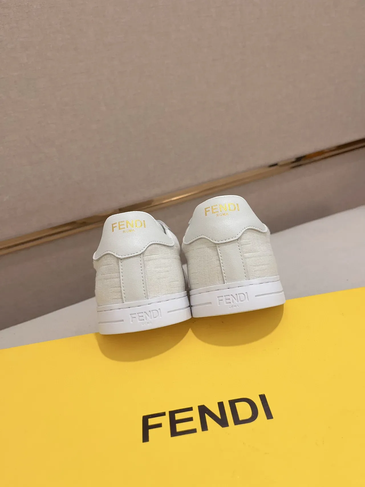 Fendi FF Monogram White and Gray Lifestyle Sneakers 3