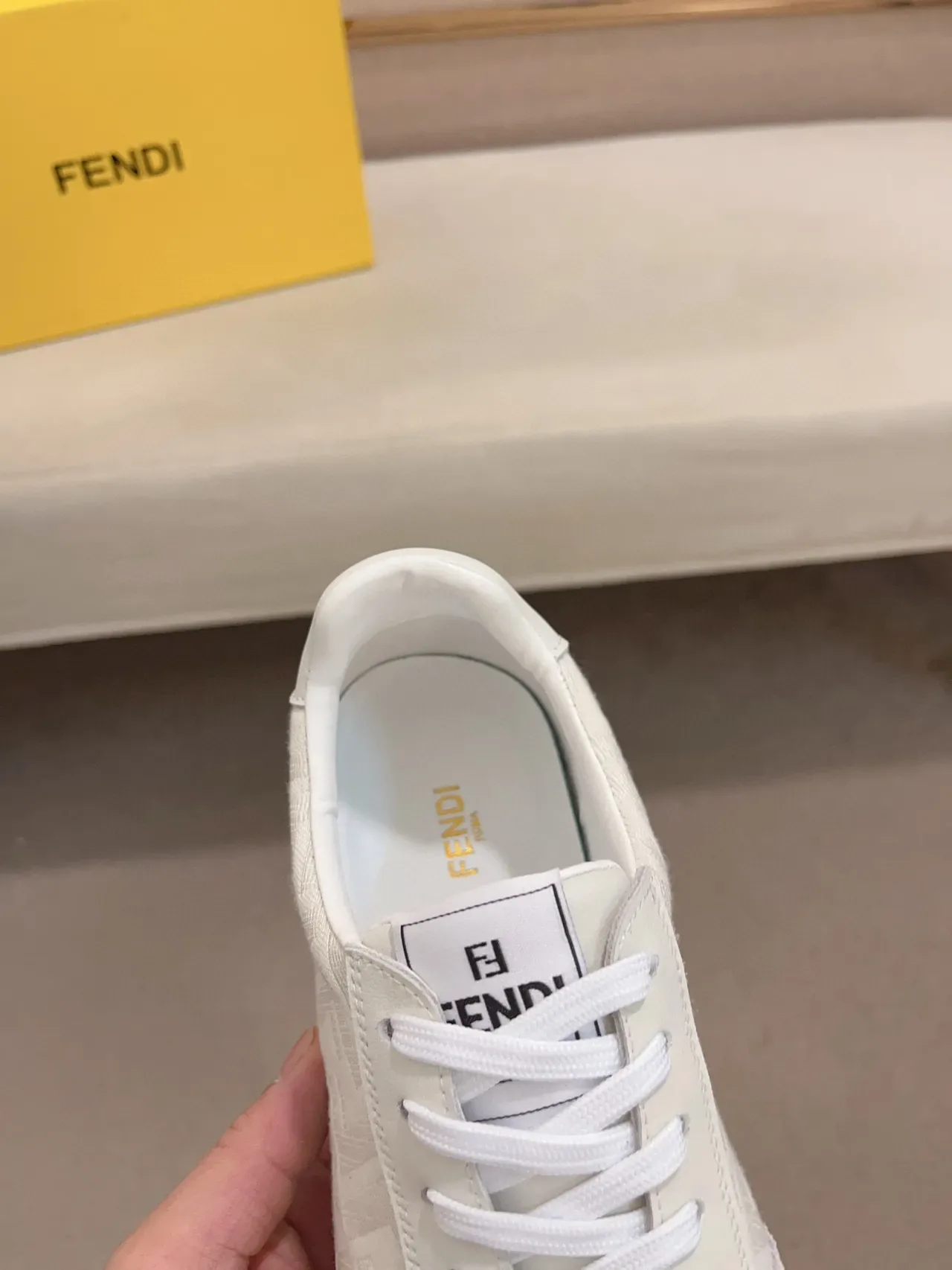 Fendi FF Monogram White and Gray Lifestyle Sneakers 5
