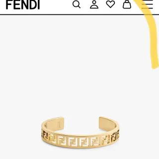 Fendi FF Motif Cutout Gold-Tone Open Cuff Bracelet