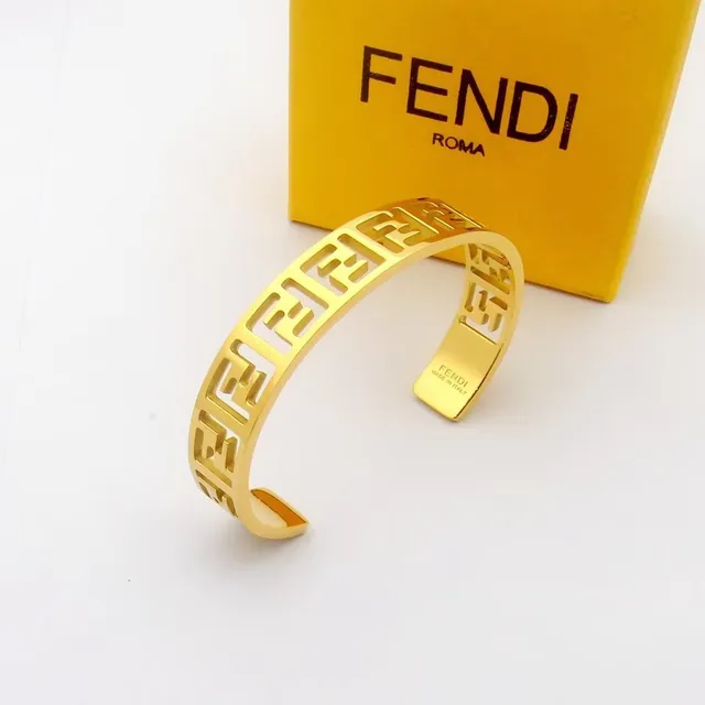 Fendi FF Motif Découpé Doré Ouvert Bracelet de Poignet 2