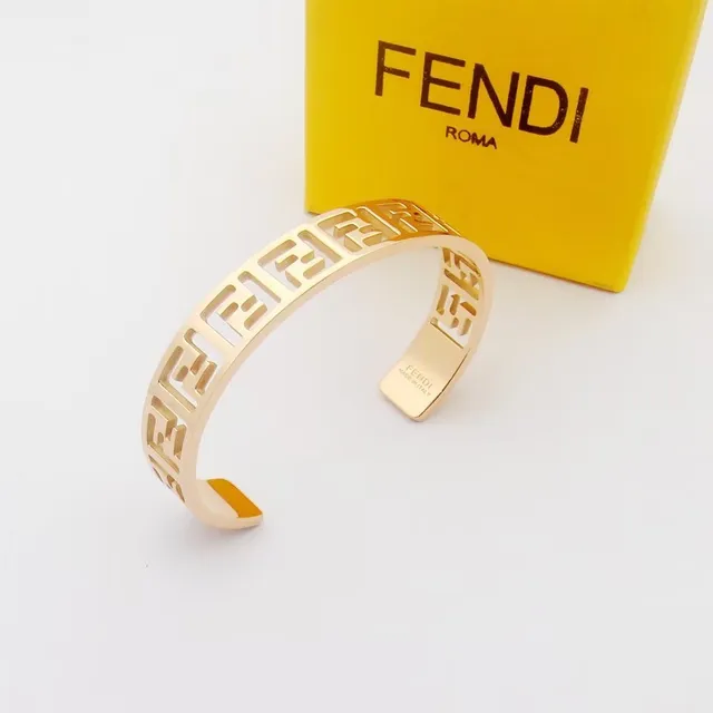 Fendi FF Motif Découpé Doré Ouvert Bracelet de Poignet 3