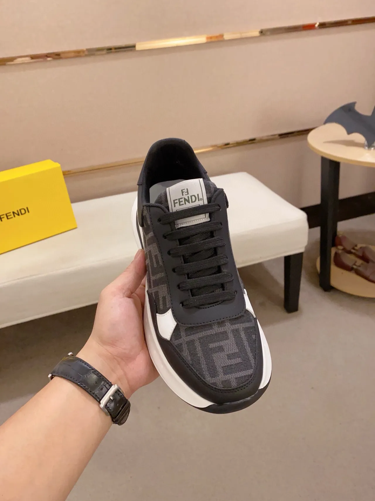 Fendi FF Run Monogram Black and White Chunky Sneakers 2