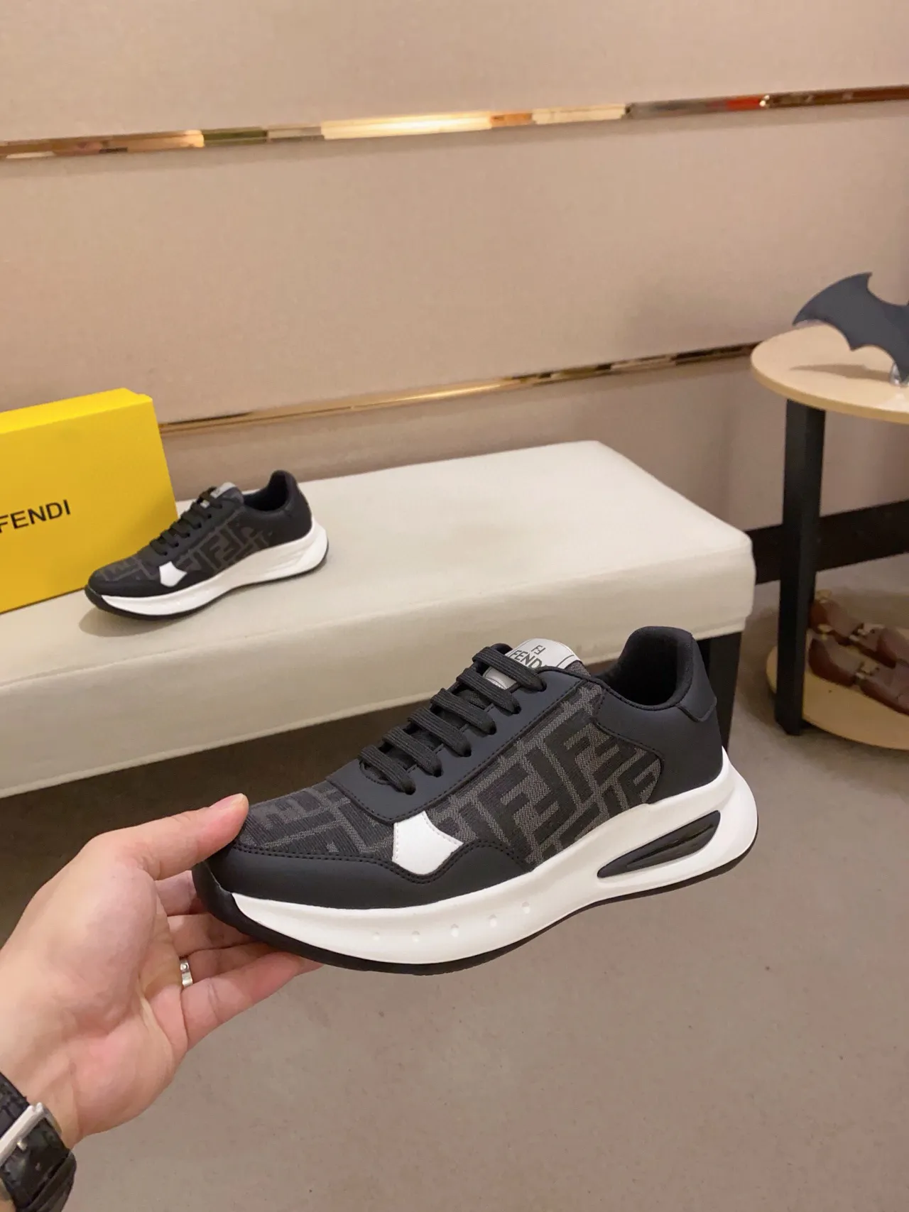 Fendi FF Run Monogram Black and White Chunky Sneakers 3