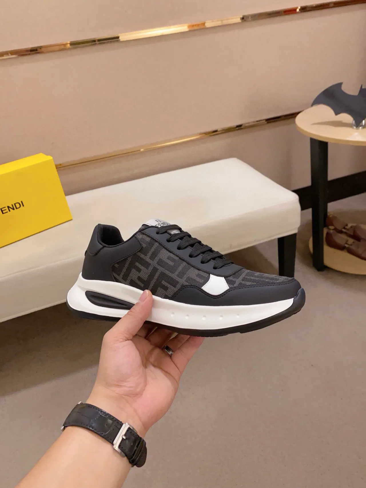 Fendi FF Run Monogram Black and White Chunky Sneakers 4