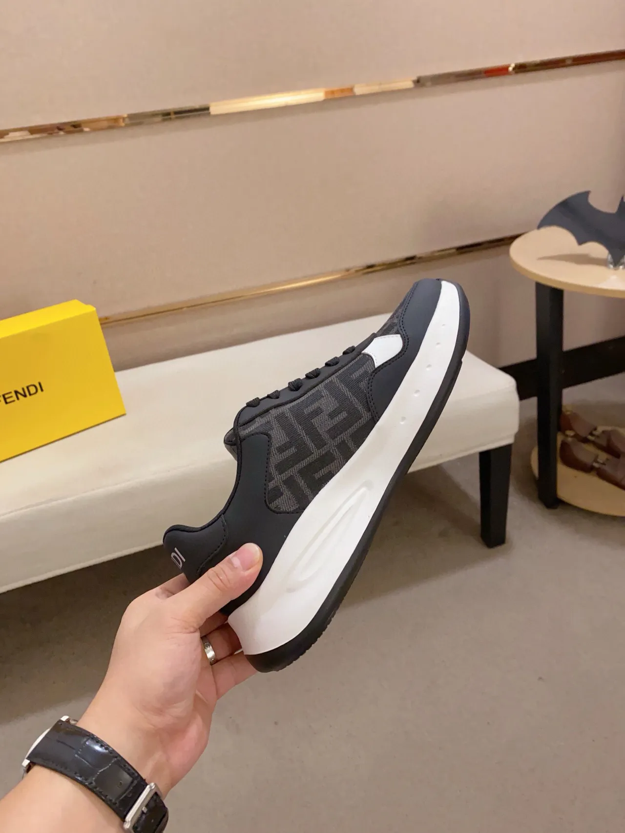 Fendi FF Run Monogram Black and White Chunky Sneakers 5