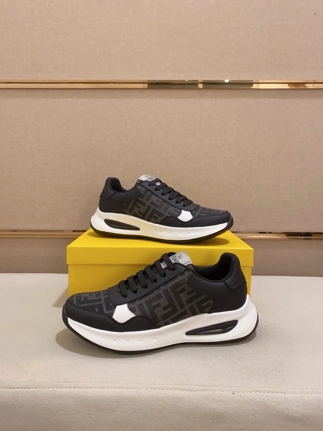Fendi FF Run Monogram Black and White Chunky Sneakers 7