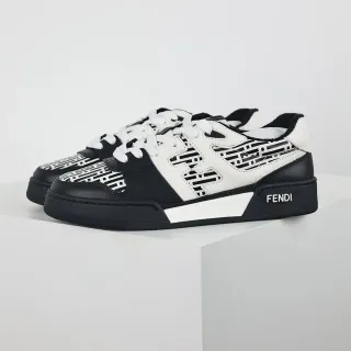 Fendi First Black White Leather Geometric Monogram Cutouts Lifestyle Sneakers