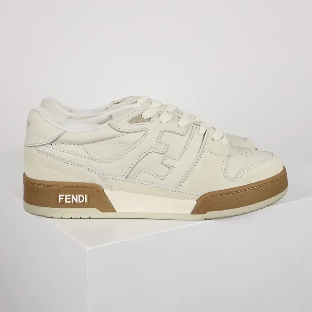 Fendi First Off-White and Tan Lifestyle Sneakers 3