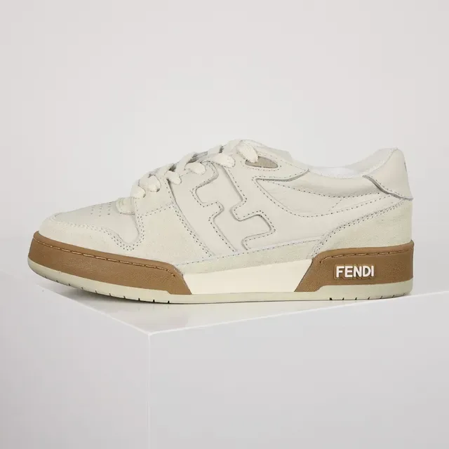 Fendi First Off-White and Tan Lifestyle Sneakers 8