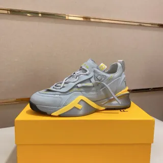 Fendi Flow Gray and Yellow Chunky Sneakers