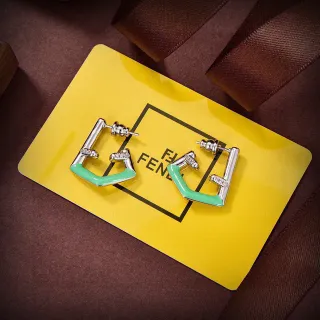 Fendi Geometric Enamel and Crystal Earrings