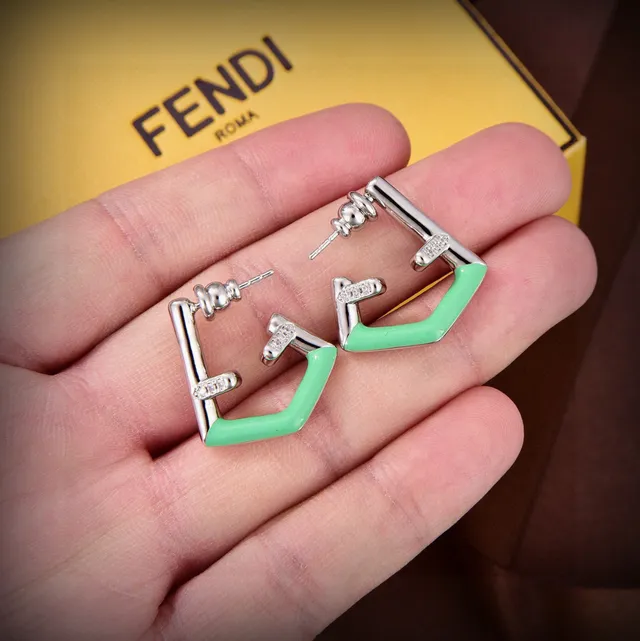 Fendi Geometric Enamel and Crystal Earrings 2