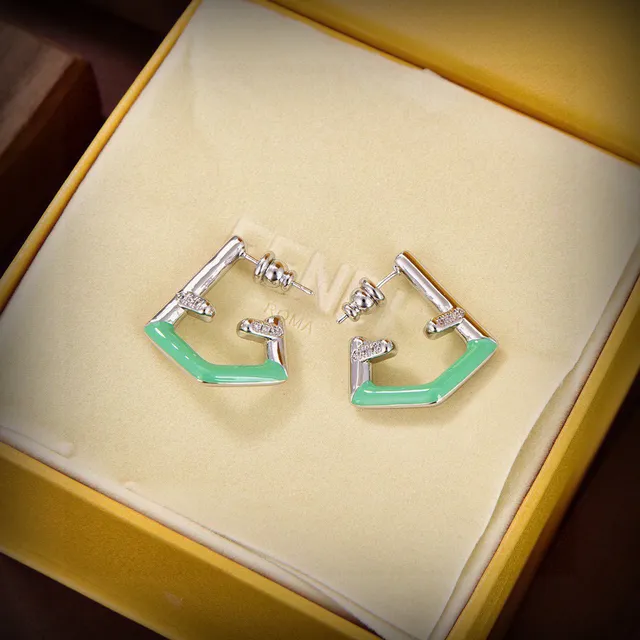 Fendi Geometric Enamel and Crystal Earrings 4