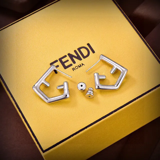Fendi Geometric Enamel and Crystal Earrings 5