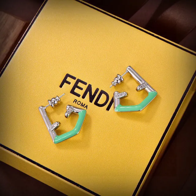 Fendi Geometric Enamel and Crystal Earrings 6
