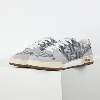 Fendi Gray Brown Low-Top Monogram-Overlay Lifestyle Sneakers
