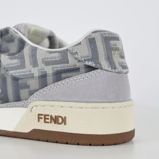 Fendi Gris Marron Sneakers Lifestyle Basses avec Superposition de Monogramme 4
