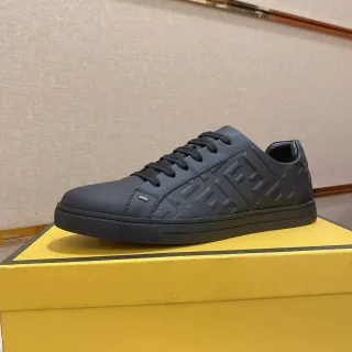 Fendi Mania Black Monochrome Embossed FF Logo Lifestyle Sneakers