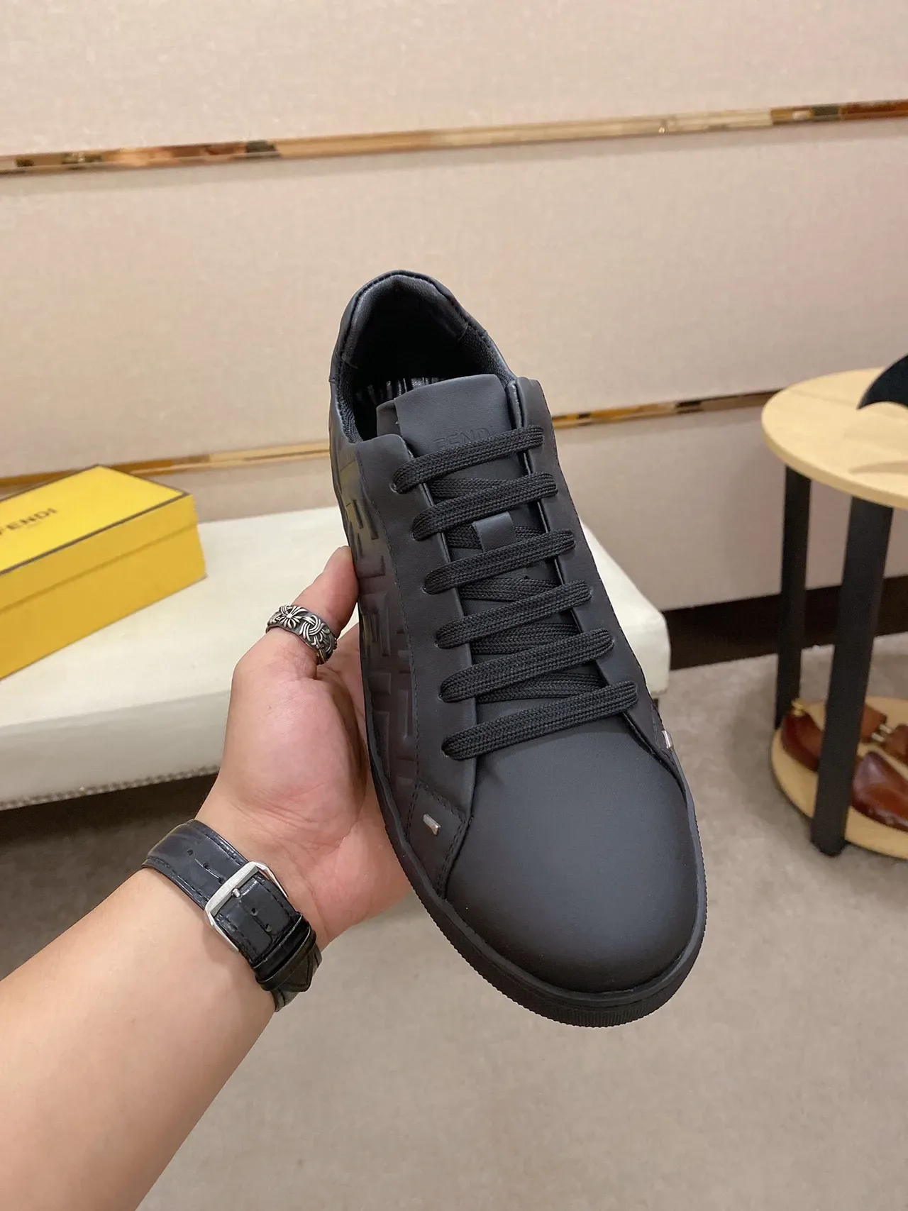 Fendi Mania Noir Monochrome Embossed FF Logo Sneakers Lifestyle 9