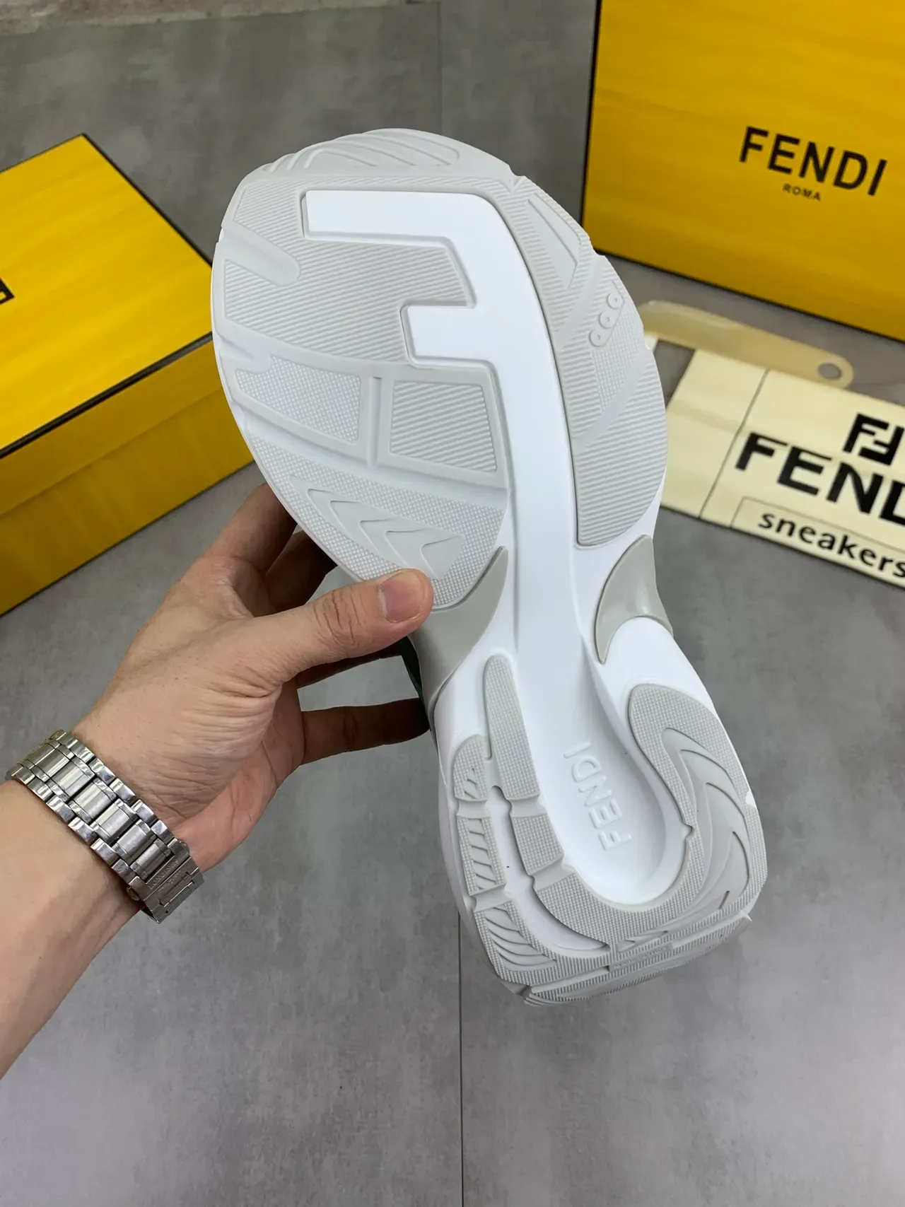Fendi Run Away Vert et Blanc Malla Layered Et Suede Supérieur Semelle Plateforme Sculptée Sneakers Chunky 4