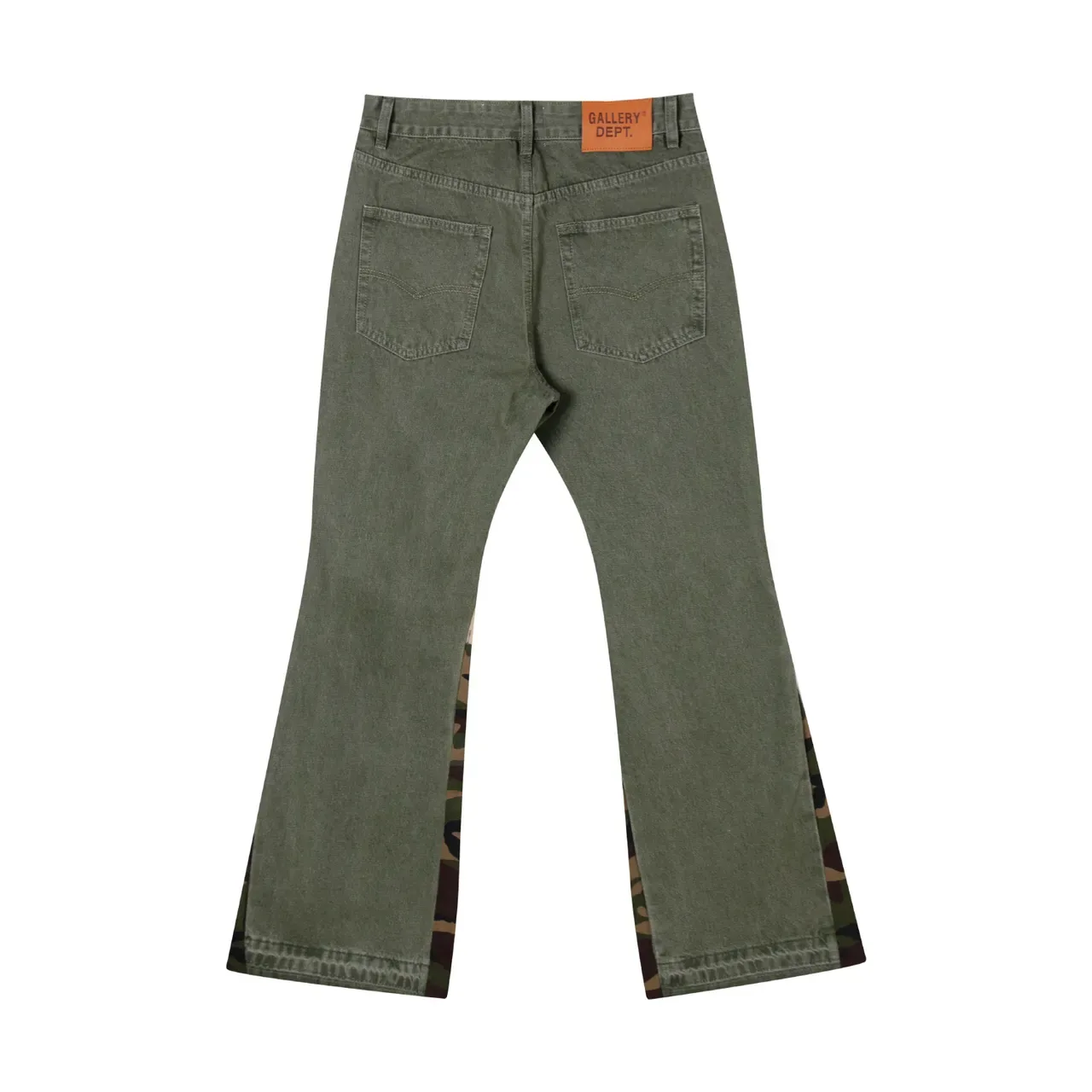 Gallery Dept Olive Green Camouflage Side Panel Flared Jeans 4