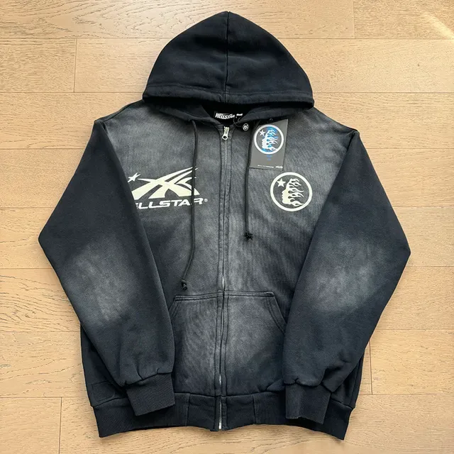 Allstar Acid-Wash Black Zip-Up Hoodie and Sweatpants Tracksuit 3