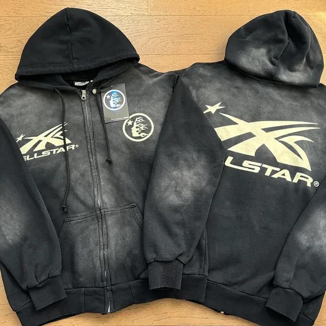 Allstar Acid-Wash Black Zip-Up Hoodie and Sweatpants Tracksuit 4