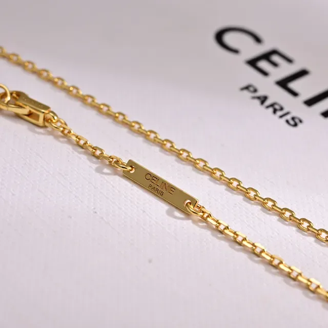 AnOrange Gold White Chain Interlocking Logo Pendant Necklace 3