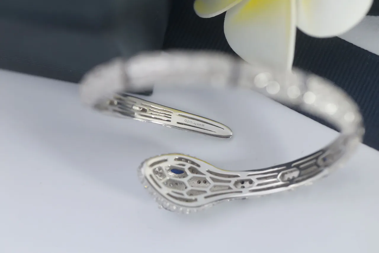 apm MONACO Black Blue Snake-Shaped Pavé-Set Stones Bracelet 2