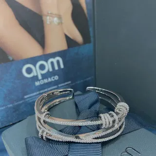 APM Monaco Pulseras de Bangle Apiladas con Cristales Pavé