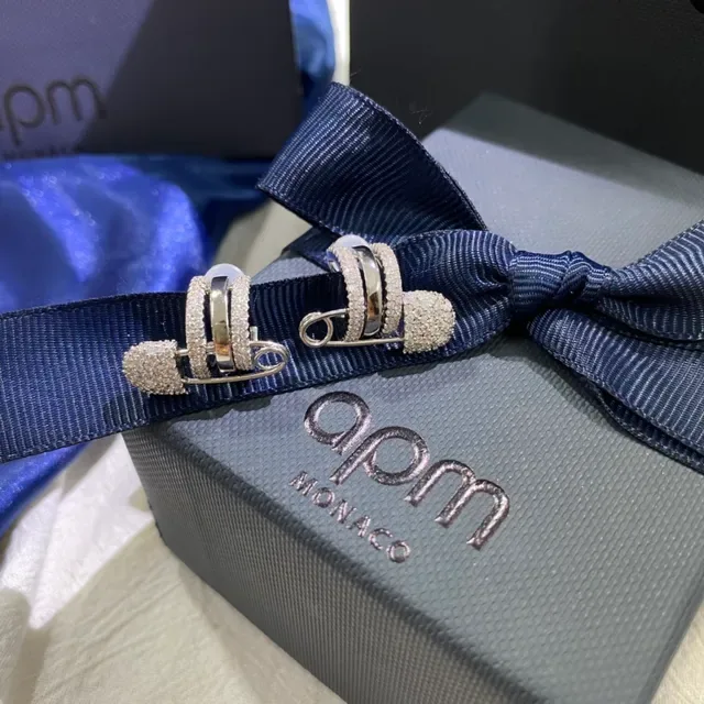 APM Monaco Safety-Pin Pavé Crystal Earrings 3
