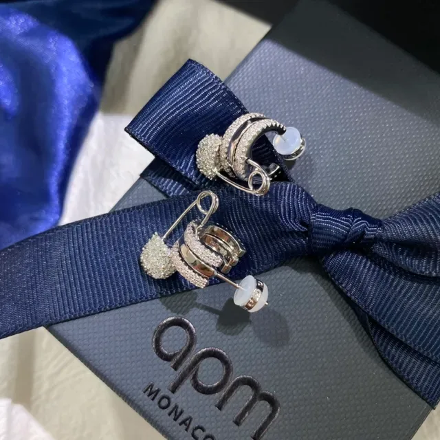 APM Monaco Safety-Pin Pavé Crystal Earrings 4