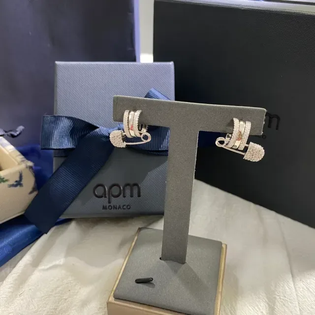 APM Monaco Safety-Pin Pavé Crystal Earrings 6