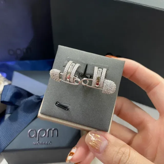 APM Monaco Safety-Pin Pavé Crystal Earrings 8