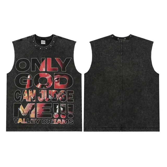 Army Green Black Sleeveless Graphic-Print Vest Top 3