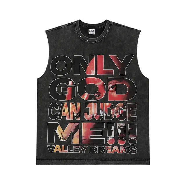 Army Green Black Sleeveless Graphic-Print Vest Top 4
