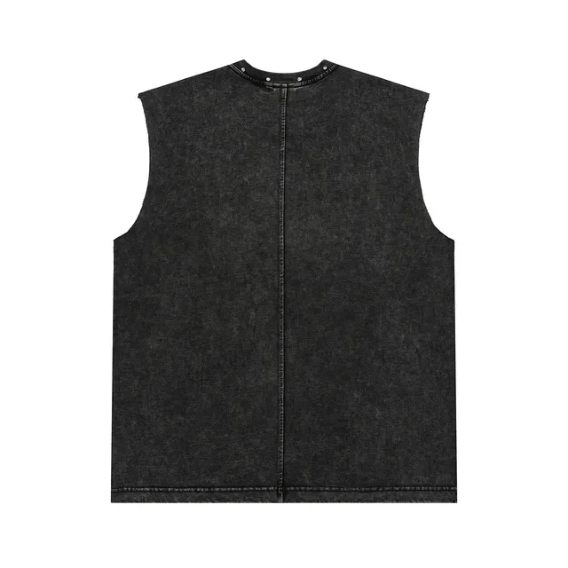 Army Green Black Sleeveless Graphic-Print Vest Top 5