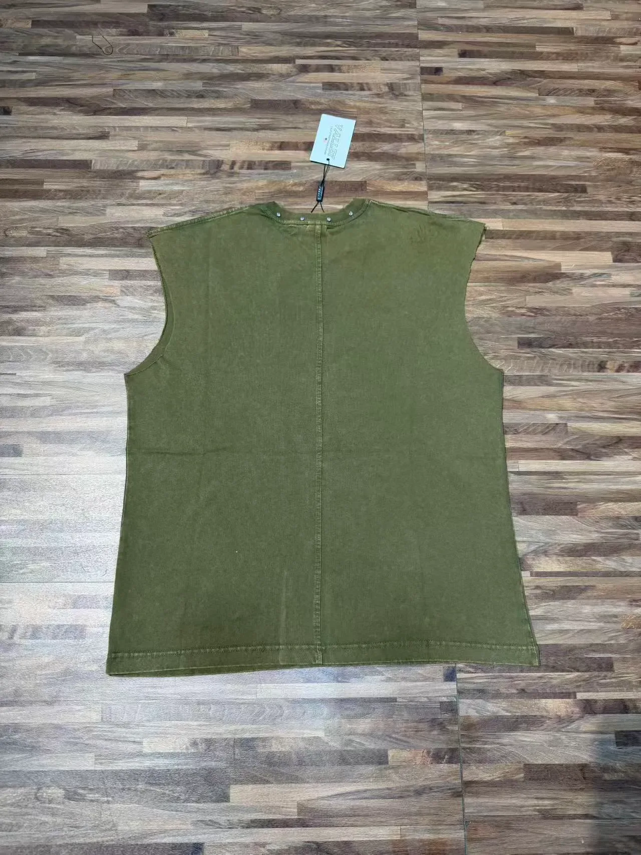 Army Green Black Sleeveless Graphic-Print Vest Top 11