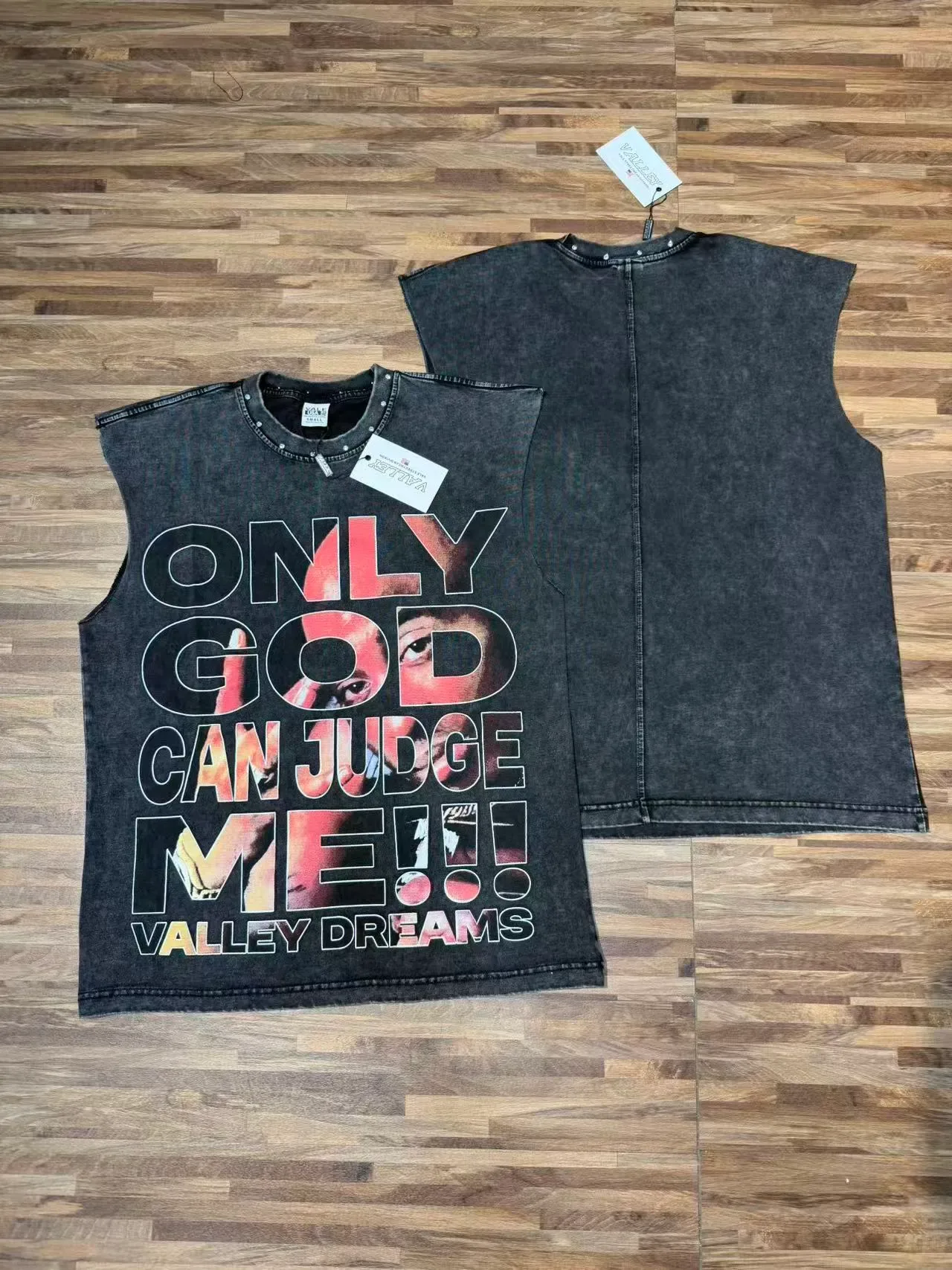 Army Green Black Sleeveless Graphic-Print Vest Top 12