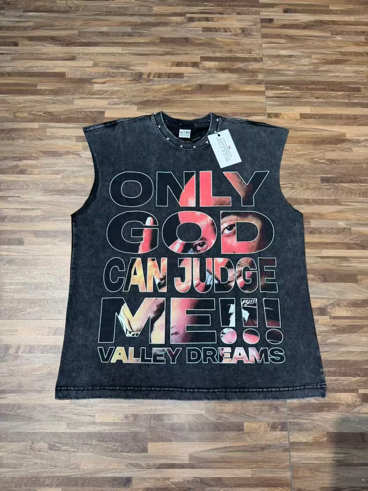 Army Green Black Sleeveless Graphic-Print Vest Top 13