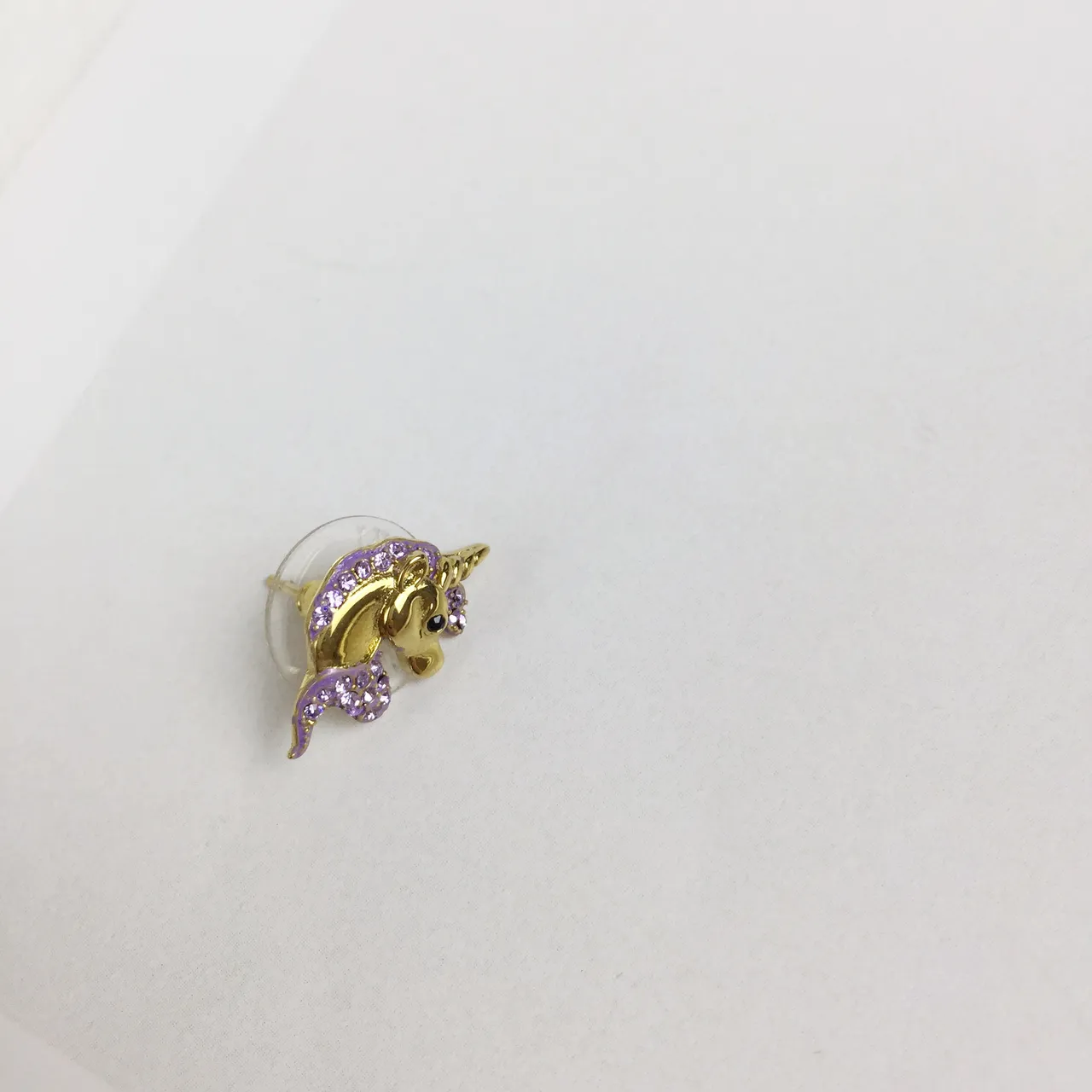 Asymmetrical Crystal-Embellished Gold-Tone Unicorn and Fan Earrings 3