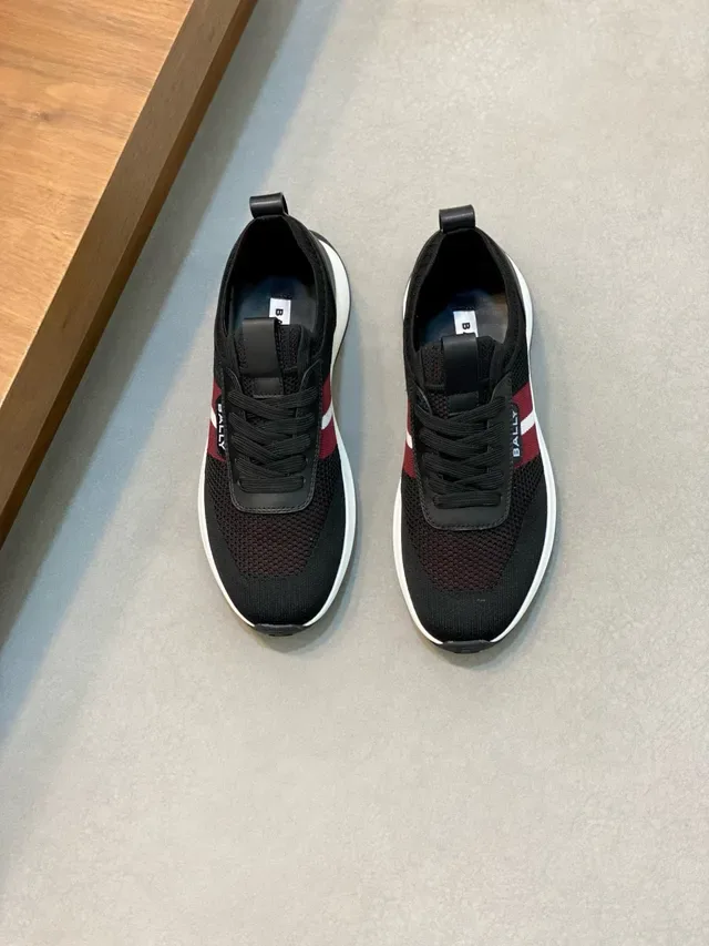 Bally Black Red Mesh Upper Synthetic Overlays Lifestyle Sneakers 2