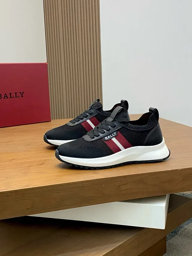 Bally Black Red Mesh Upper Synthetic Overlays Lifestyle Sneakers 4