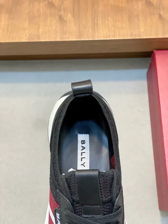 Bally Black Red Mesh Upper Synthetic Overlays Lifestyle Sneakers 7