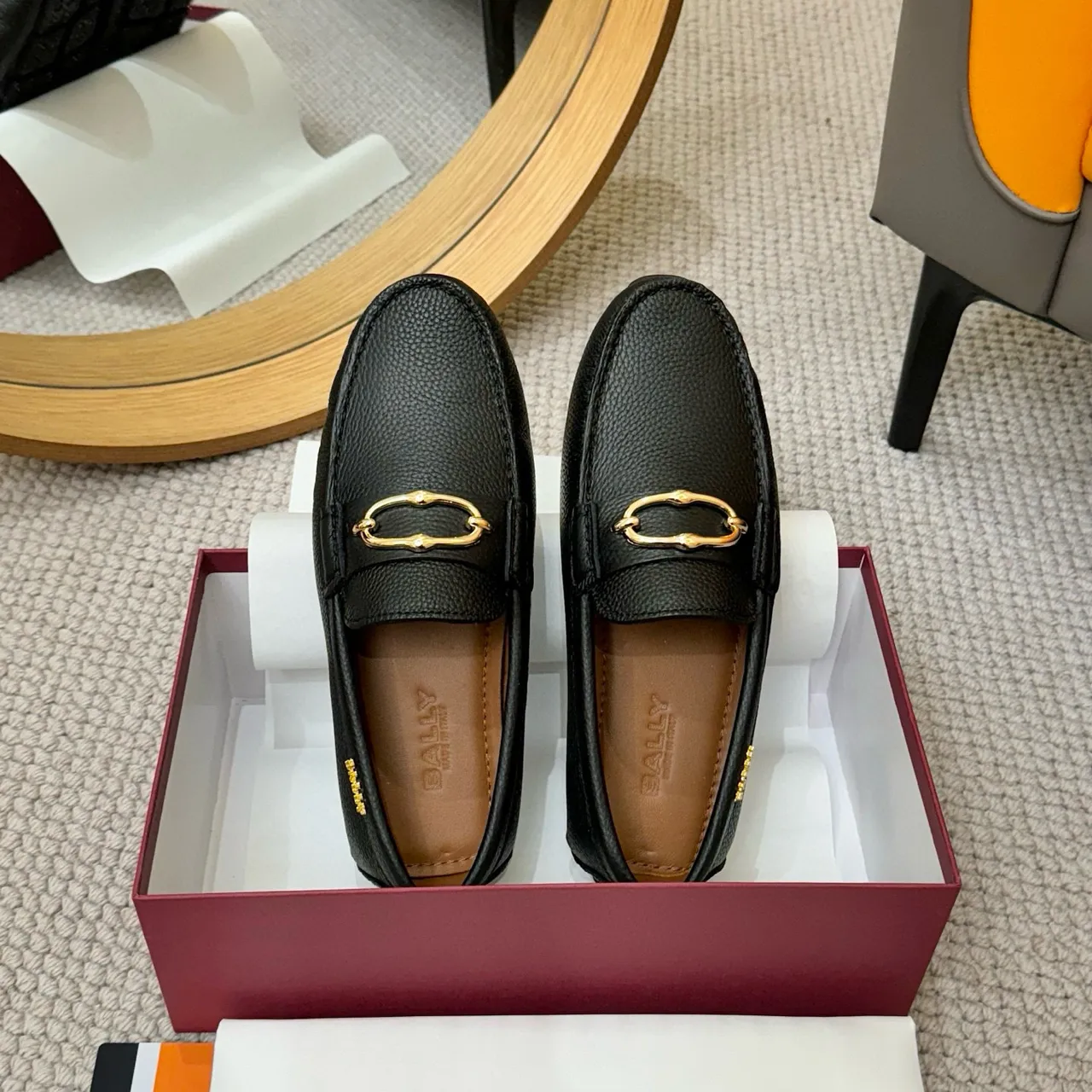 Bally Loafer Black Gold Pebbled Leather Horsebit Buckle Loafer 3