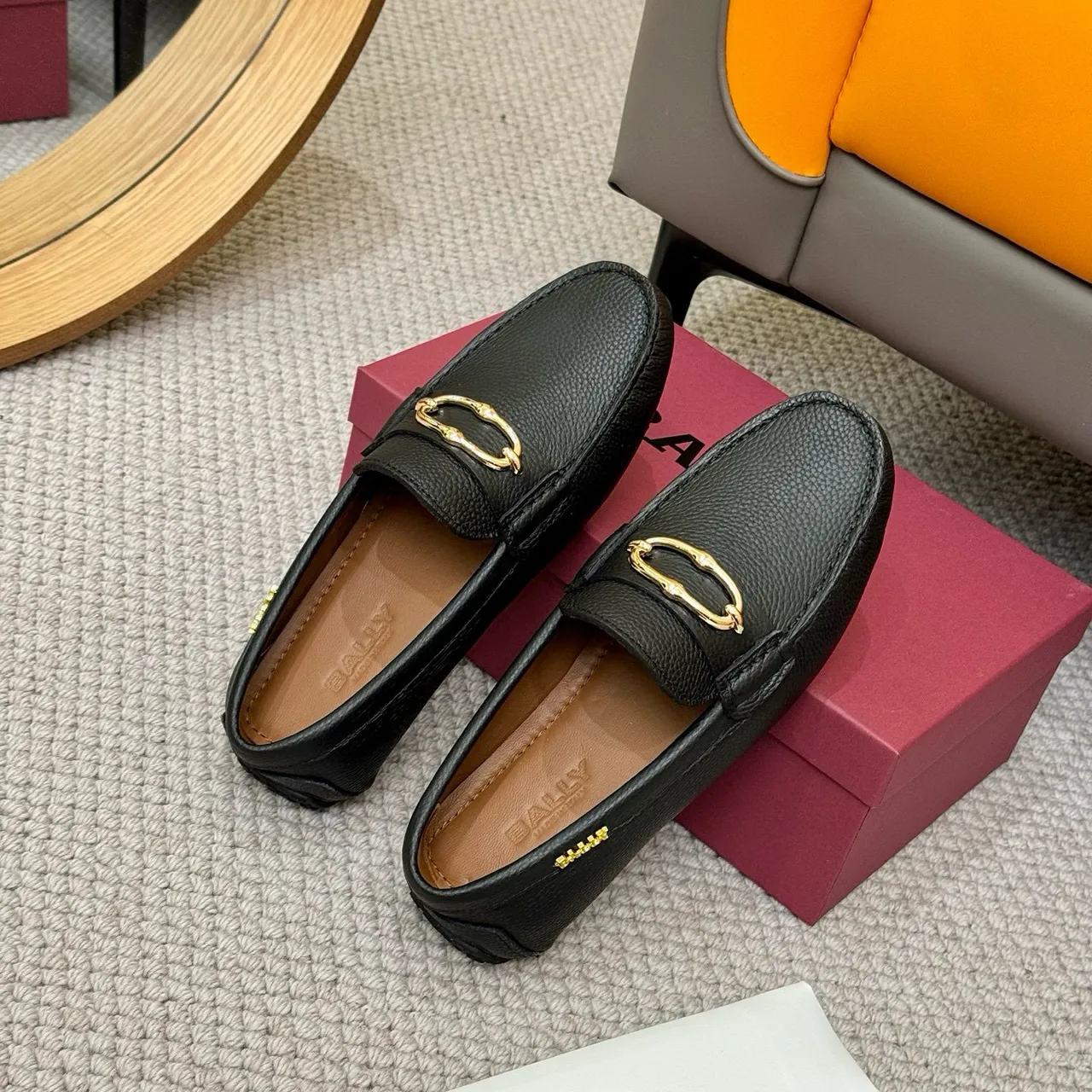 Bally Loafer Black Gold Pebbled Leather Horsebit Buckle Loafer 8