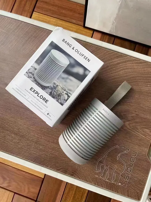 Bang & Olufsen Explore Black Gray Ribbed Aluminum Body Cylindrical Form Portable Speaker 6